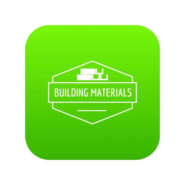 Edificio icono emblema verde vector — Vector de stock