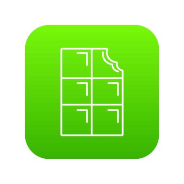 Isırık çikolata simge yeşil vektör