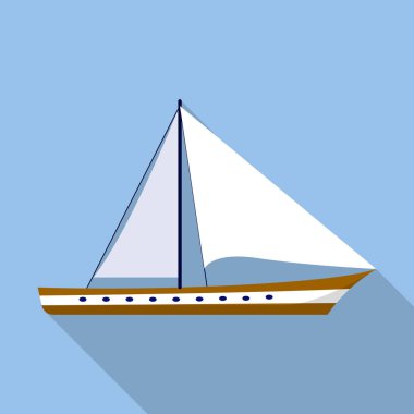 Yelken tekne simgesi, düz stil