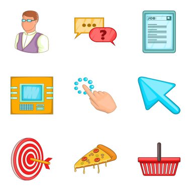 Çalışma konferans simgeler kümesi, karikatür tarzı