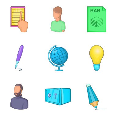 İş yeri simgeler ayarla, tarzı çizgi film