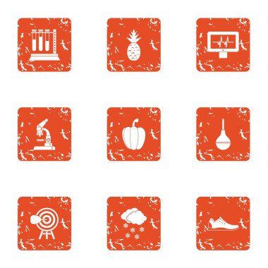 Laboratuvar kuruluş simgeler kümesi, grunge tarzı