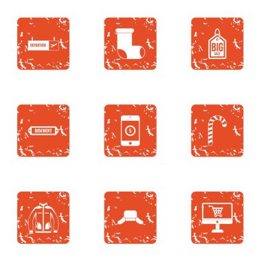 Mağaza indirim simgeler kümesi, grunge tarzı