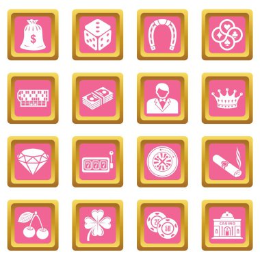 Pembe kare vektör Casino Icons set