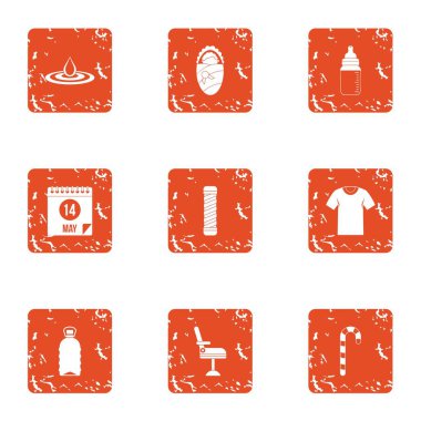 Çocuk laboratuvar simgeler kümesi, grunge tarzı