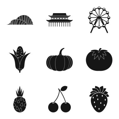 Dünya ülke Icons set. Beyaz arka plan üzerinde izole web için 9 dünya ülke vektör simgeler basit set