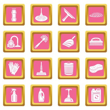 Pembe kare vektör simgeleri Temizleme ayarla