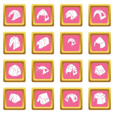 Pembe kare vektör çadır formları Icons set