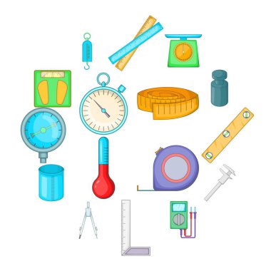 Ölçü araçları Icons set, karikatür tarzı