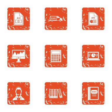 Bilgisayar belgelerine simgeler kümesi, grunge tarzı