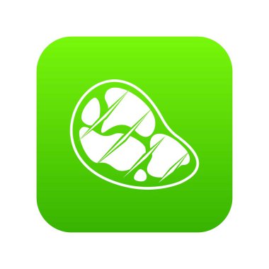 Biftek simgesi dijital yeşil beyaz vektör illüstrasyon izole herhangi bir tasarım için