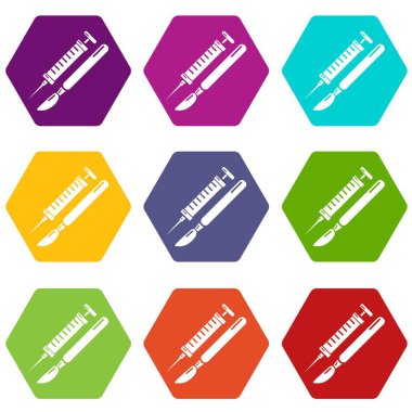 9 vektör araçları enjeksiyon Icons set