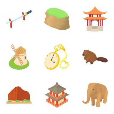 Çok ırklı Icons set, karikatür tarzı