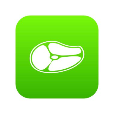 Biftek simgesi dijital yeşil beyaz vektör illüstrasyon izole herhangi bir tasarım için