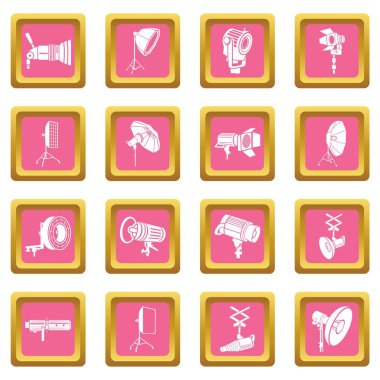 Pembe kare vektör fotoğraf Icons set