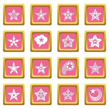 Pembe kare vektör dekoratif yıldız Icons set