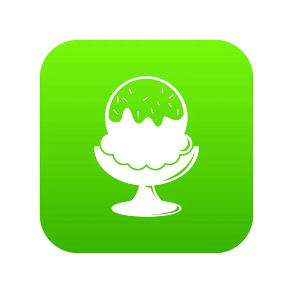 Glass ice cream icon green vector — Stock Vector