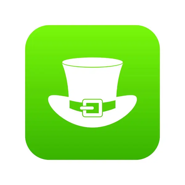 Cappello a cilindro con icona fibbia digitale verde — Vettoriale Stock