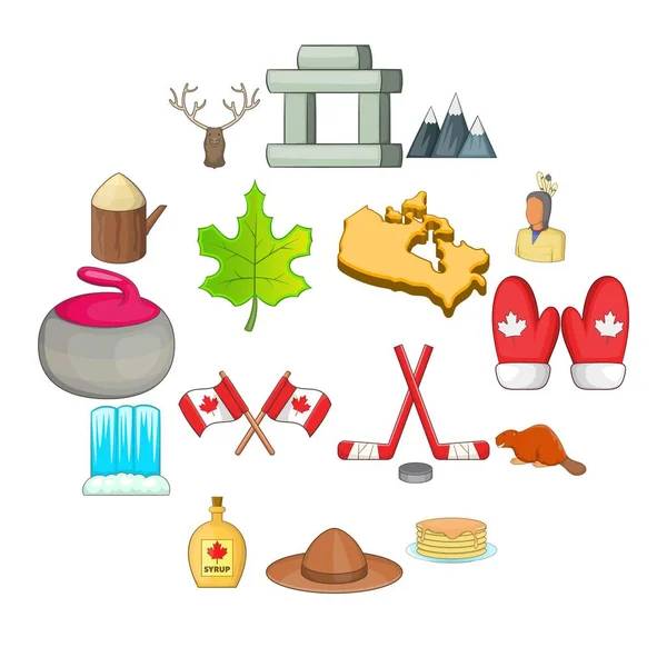 Conjunto de iconos de Canadá, estilo de dibujos animados — Archivo Imágenes Vectoriales