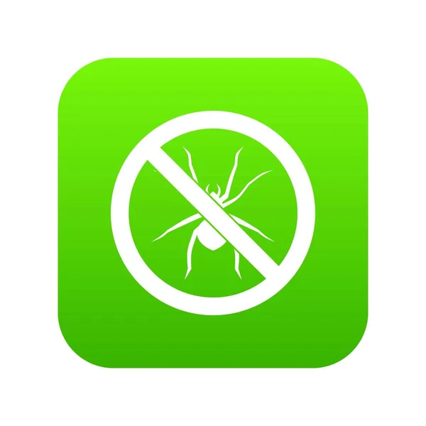 No hay signo de araña icono digital verde — Vector de stock