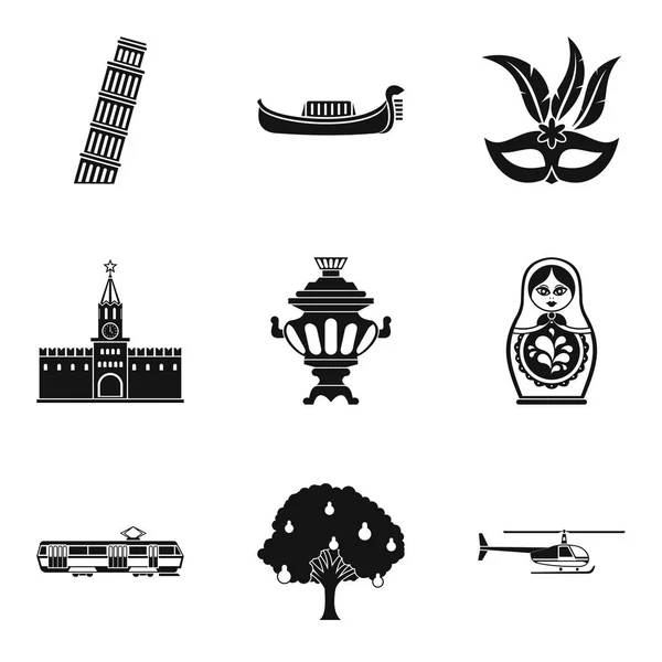 Set di icone della differenza culturale, stile semplice — Vettoriale Stock