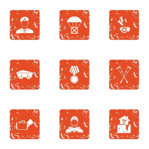 Conjunto de iconos feudales, estilo grunge — Vector de stock