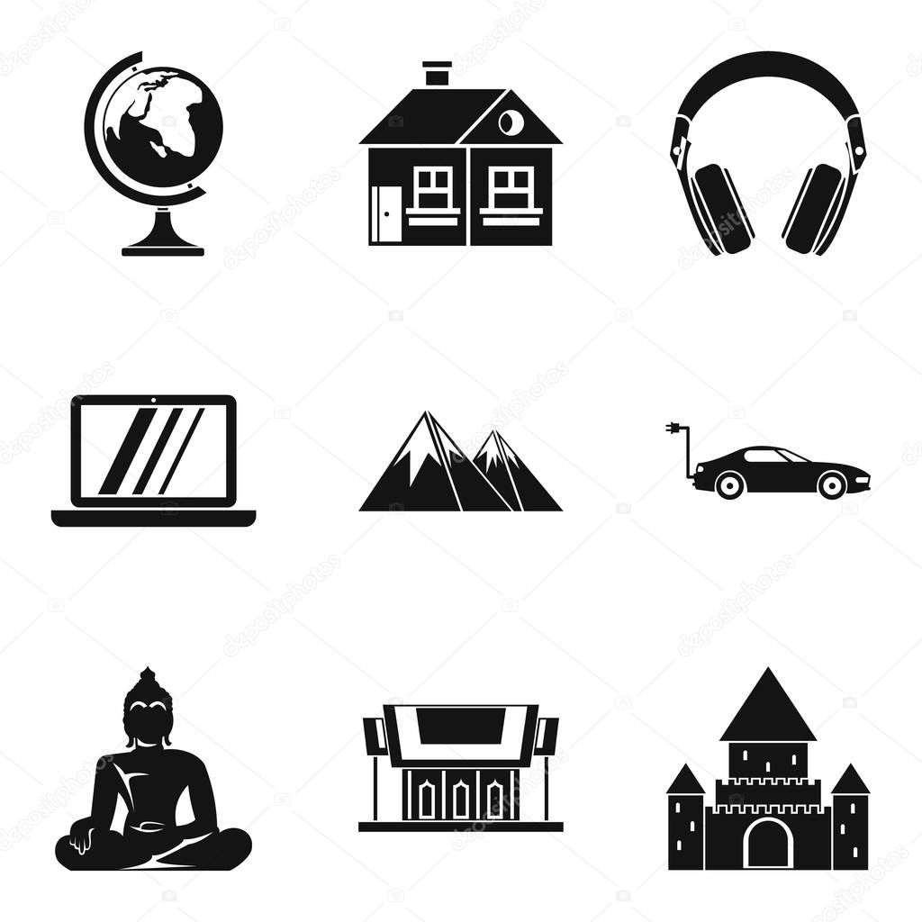 Culture nation icons set, simple style