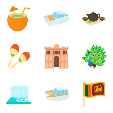 Yolculuk cazibe Icons set, karikatür tarzı