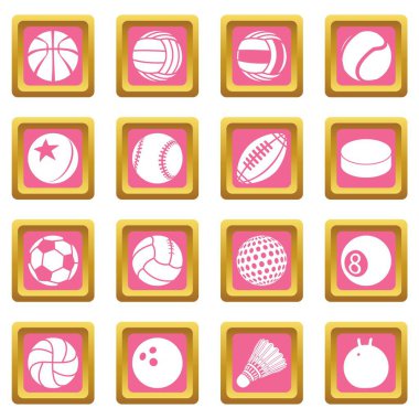 Pembe kare vektör spor topları Icons set