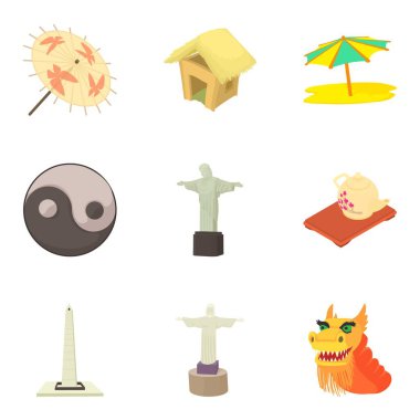 Küresel geçmiş Icons set, karikatür tarzı