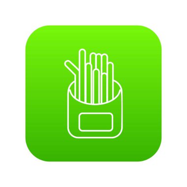 Patates kızartması yeşil simge vektör