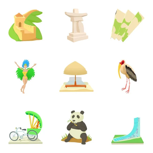 Conjunto de iconos de entretenimiento global, estilo de dibujos animados — Vector de stock