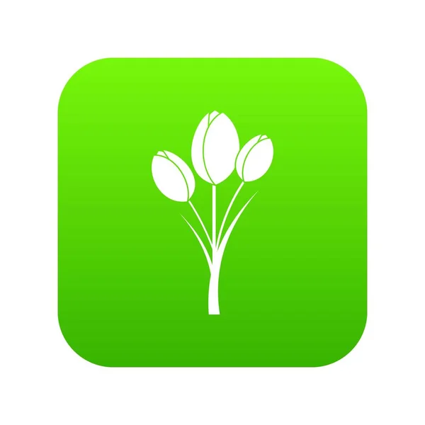 Tulipanes icono digital verde — Archivo Imágenes Vectoriales