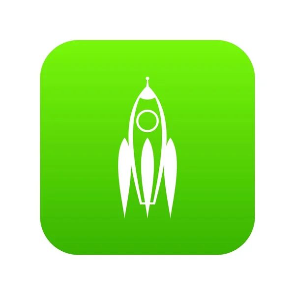 Rocket ikona zielony cyfrowy — Wektor stockowy