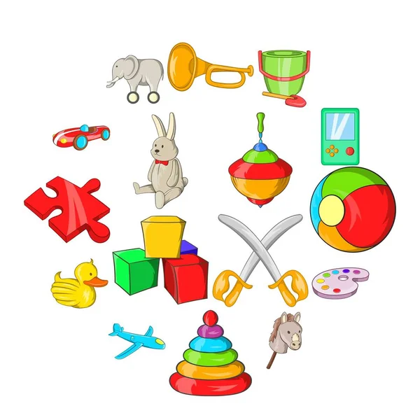 Set de icoane jucării, stil desene animate — Vector de stoc