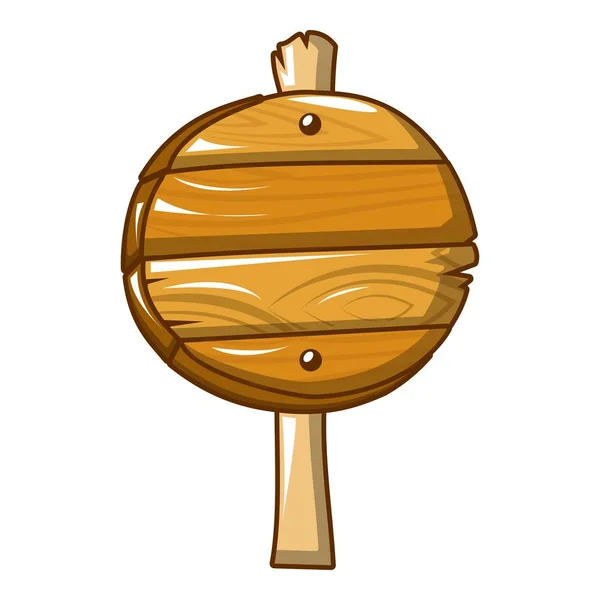 Cerchio icona segno di legno, stile cartone animato — Vettoriale Stock