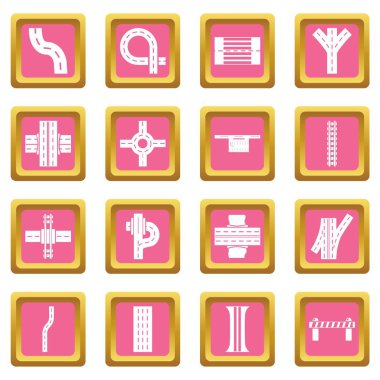 Pembe kare vektör yol parçaları Oluşturucu Icons set