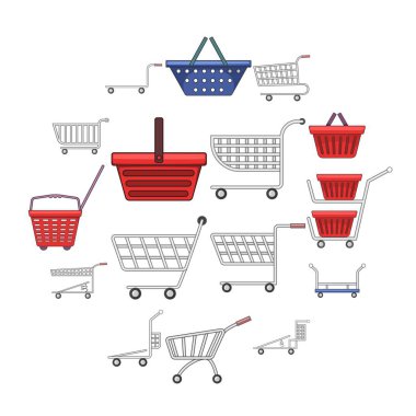 Alışveriş sepeti Icons set, karikatür tarzı