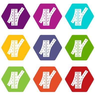 9 vektör yol kavşağı Icons set