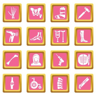Pembe kare vektör Ortopedi uzmanı kemik araçları Icons set