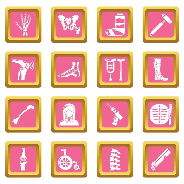 Pembe kare vektör Ortopedi uzmanı kemik araçları Icons set — Stok Vektör