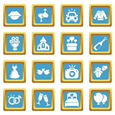 Simgeler düğün sapphirine kare vektör ayarla