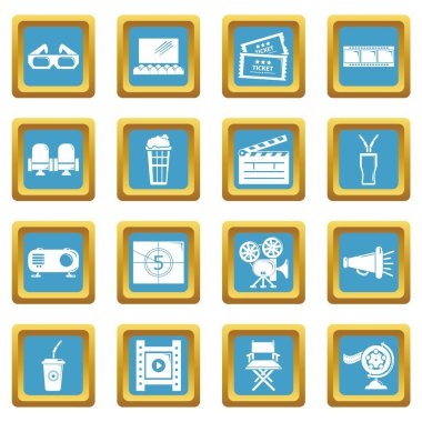 Sapphirine kare vektör sinema Icons set