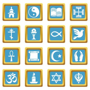 Sapphirine kare vektör din Icons set
