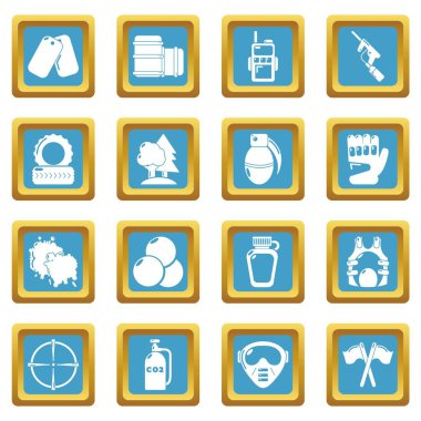 Sapphirine kare vektör Paintball Icons set