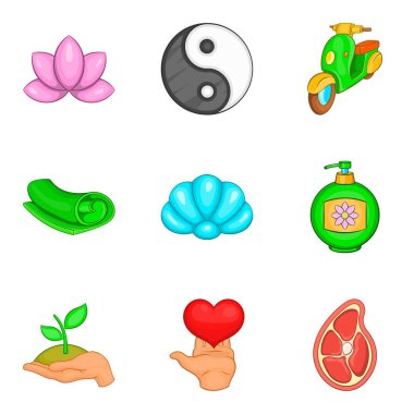 Yoga etkinlik simgeler kümesi, karikatür tarzı