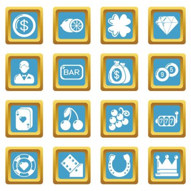 Sapphirine kare vektör Casino Icons set
