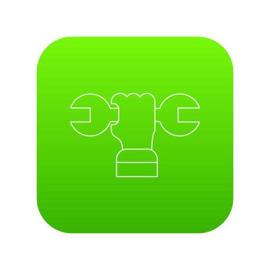 El İngiliz anahtarı simgesi yeşil vektör