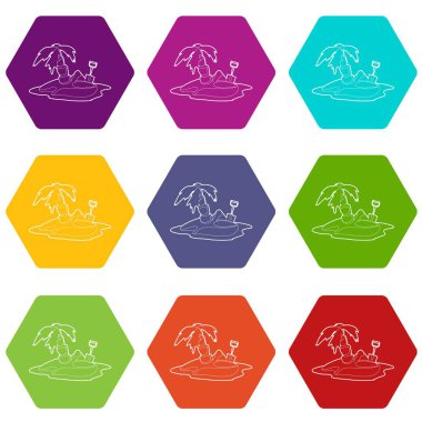 9 vektör Korsan Adası Icons set