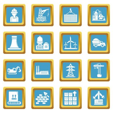 Sapphirine kare vektör sanayi Icons set